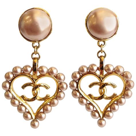 vintage chanel heartdrop pearl earrings|most collectible Chanel earrings.